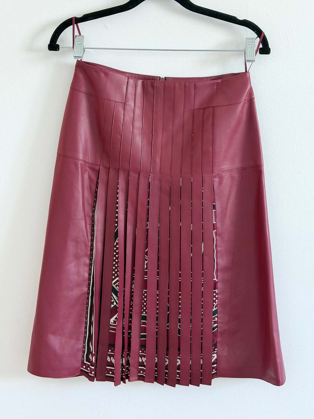 Hermes Leather Pleated Skirt